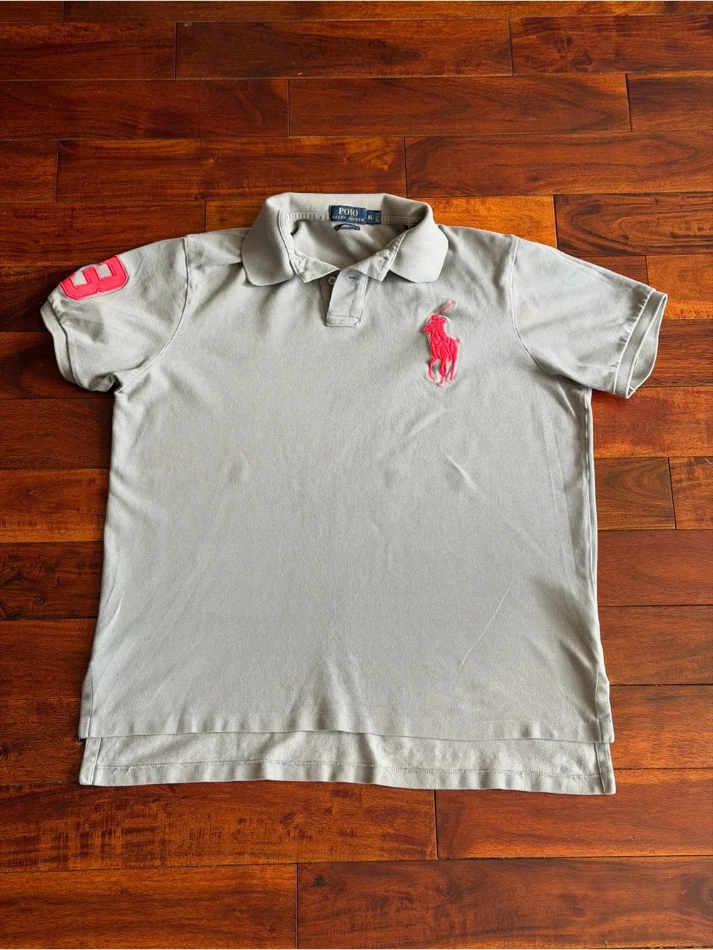 Ralph Lauren Light Gray Polo with Pink Pony XL